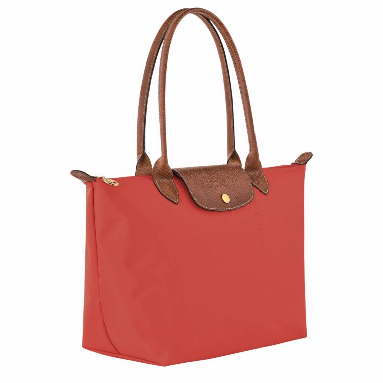 Tomato Women Longchamp Shoulder Bags Le Pliage Original M Tote Bag Tomato - Recycled Canvas