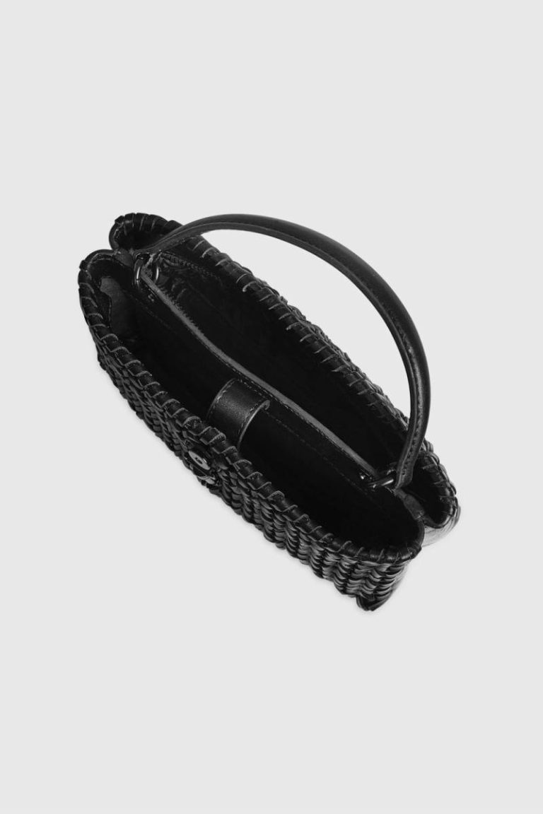 Top Handle Bag Black Women Rebecca Minkoff Megan Woven Top Handle - Image 3