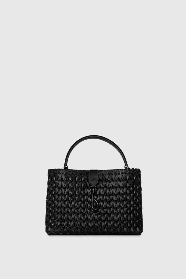 Top Handle Bag Black Women Rebecca Minkoff Megan Woven Top Handle