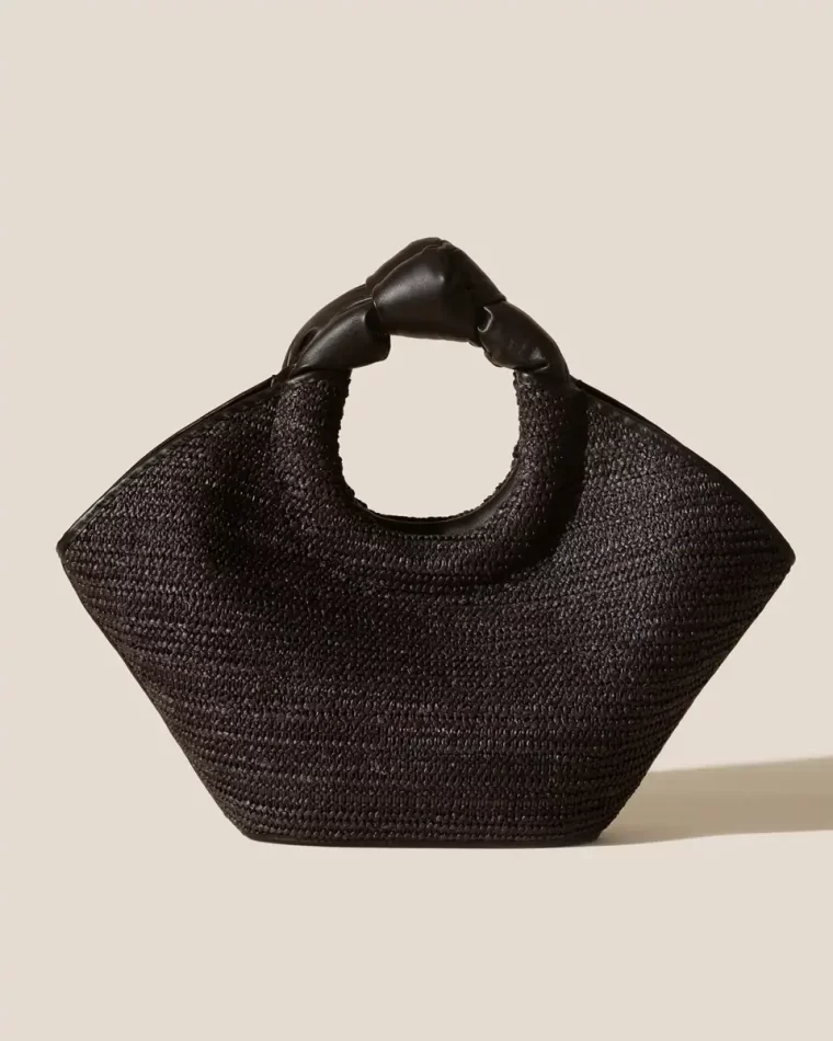 Tote Bags Castell Raffia - Knotted-Handle Tote Bag Hereu Dark Brown Women