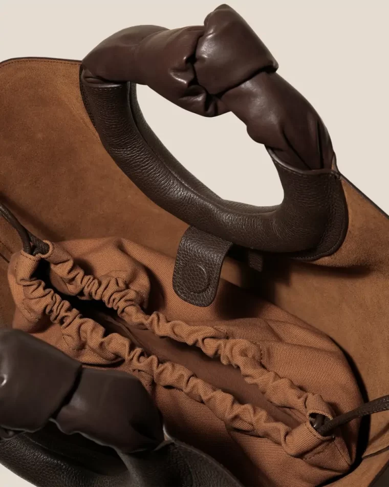 Tote Bags Hereu Castell Grainy - Knotted-Handle Leather Tote Bag Dark Brown Women - Image 2