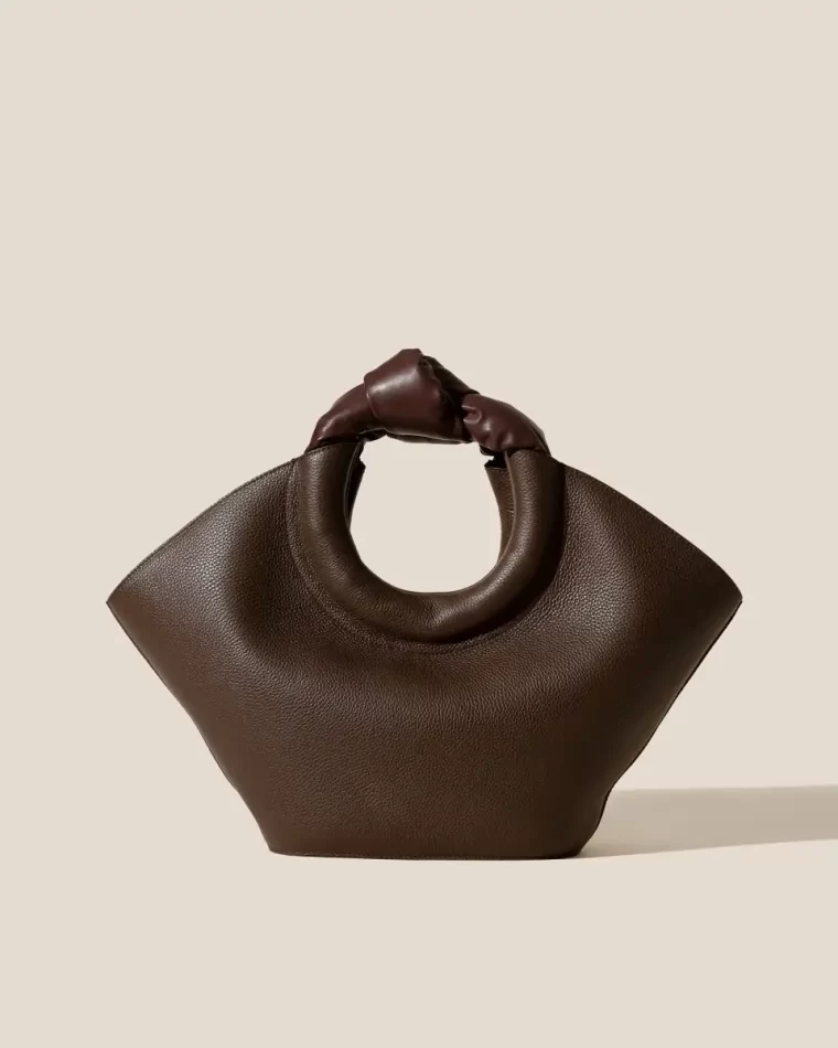 Tote Bags Hereu Castell Grainy - Knotted-Handle Leather Tote Bag Dark Brown Women