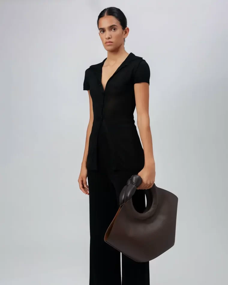 Tote Bags Hereu Oat Castell - Knotted-Handle Leather Tote Bag Women - Image 5