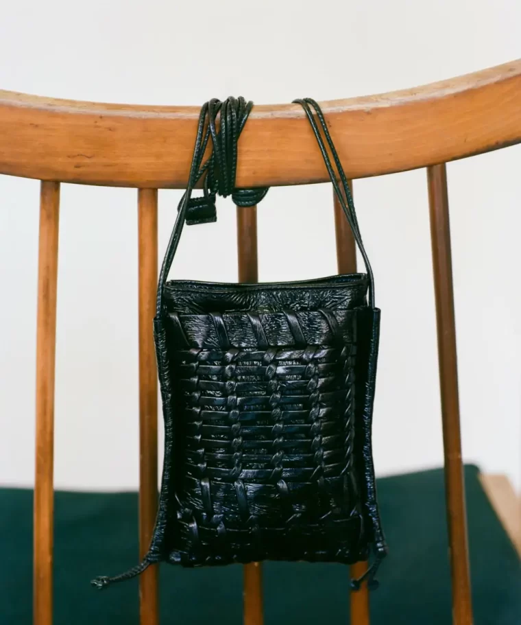 Trena Mini Crinkled Glossy - Flat Square Crossbody Bag Black Hereu Crossbody Bags Women - Image 2