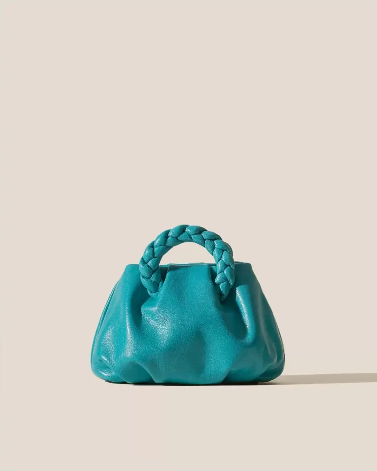Turquoise Women Crossbody Bags Hereu Bombon Supple Shiny - Plaited-Handle Leather Crossbody Bag