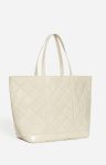 Vanessa Bruno Quilted Matte Leather Xl Zipped Cabas Tote Shoulder Carry, Zip Closure Quilted Tote Bags Women Sand / Chalk - Image 2