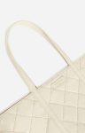 Vanessa Bruno Quilted Matte Leather Xl Zipped Cabas Tote Shoulder Carry, Zip Closure Quilted Tote Bags Women Sand / Chalk - Image 5