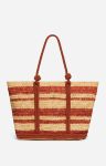 Vanessa Bruno Raphia L Cabas Tote Shoulder Carry, No Closure Women Baskets Terracotta