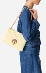 Vanessa Bruno Women Quilted Bags Yellow Sun Large Linen Moon Bag 100% Linen - Image 2