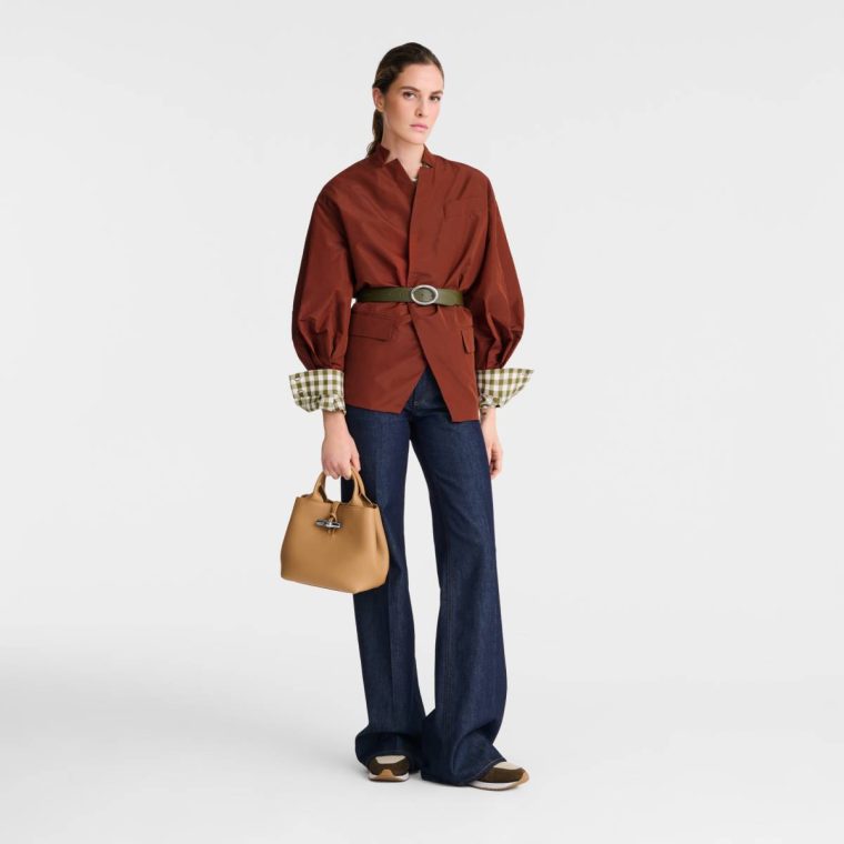 Walnut Le Roseau S Handbag Walnut - Leather Longchamp Leather Bags Women - Image 2