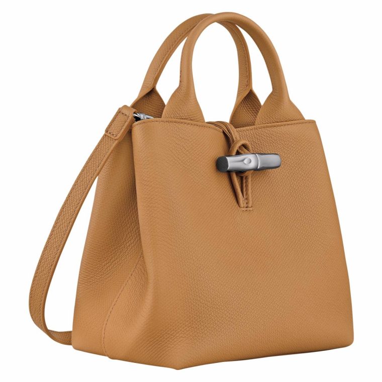 Walnut Le Roseau S Handbag Walnut - Leather Longchamp Leather Bags Women - Image 3