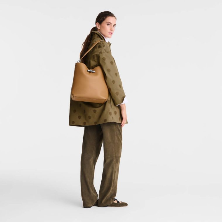 Walnut Longchamp Women Leather Bags Le Roseau M Shoulder Bag Walnut - Leather - Image 2