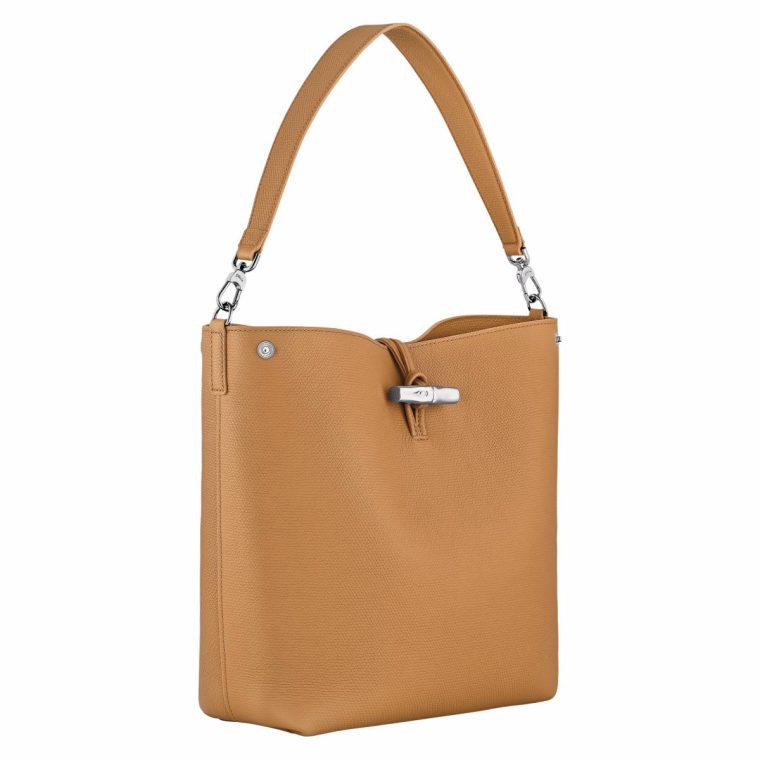 Walnut Longchamp Women Leather Bags Le Roseau M Shoulder Bag Walnut - Leather - Image 3