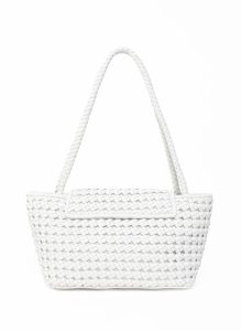 White Elleme Courrier Tote Woven Leather White Courrier Women - Image 4