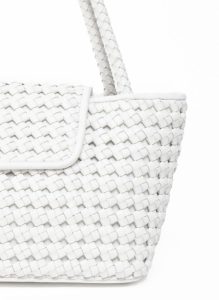 White Elleme Courrier Tote Woven Leather White Courrier Women - Image 5