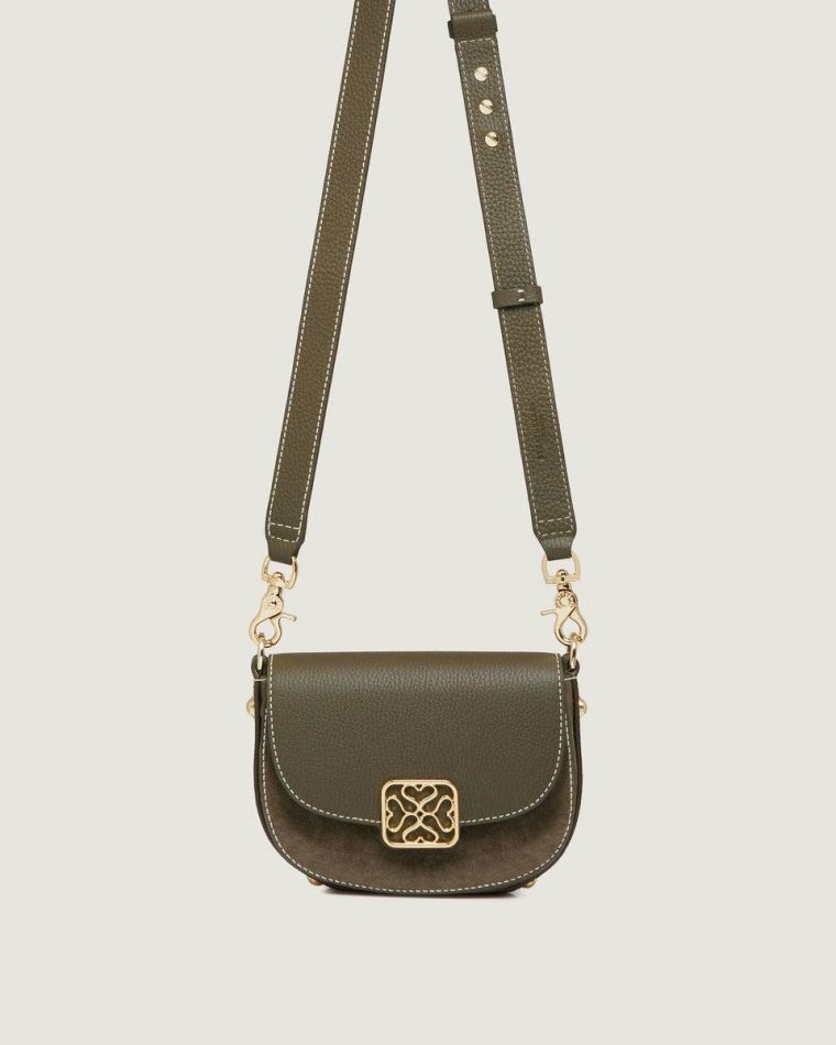 Women Bay Mini Shoulder Bags Khaki Suede Strathberry - Image 3