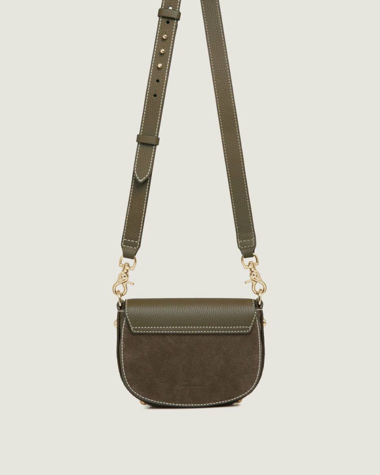 Women Bay Mini Shoulder Bags Khaki Suede Strathberry - Image 4
