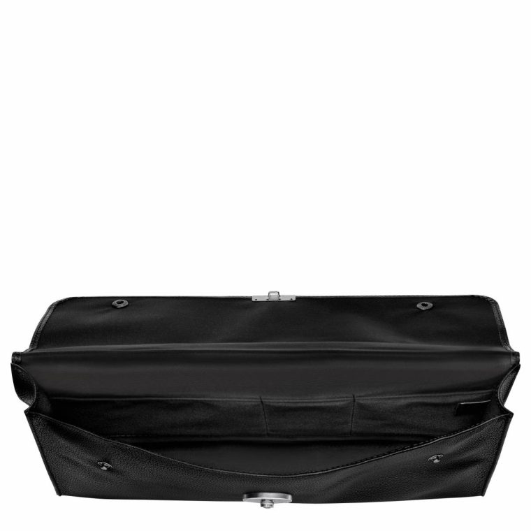 Women Black Leather Bags Longchamp Le Foulonné S Briefcase Black - Leather - Image 5