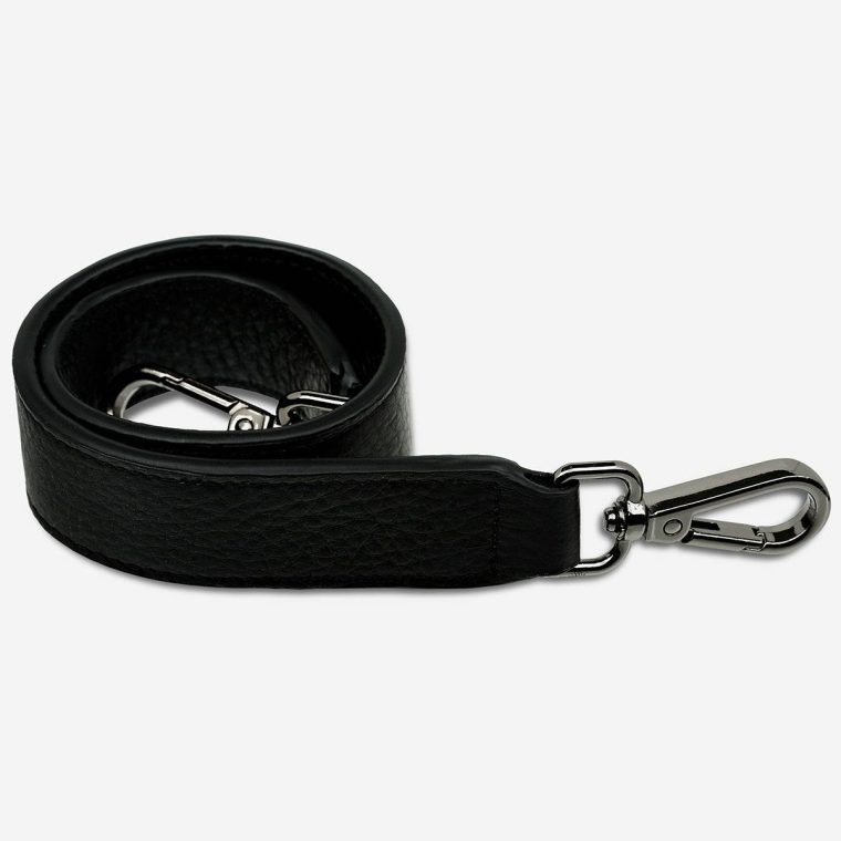 Women Black Leather Strap Short - Black Bag Straps Status Anxiety - Image 2