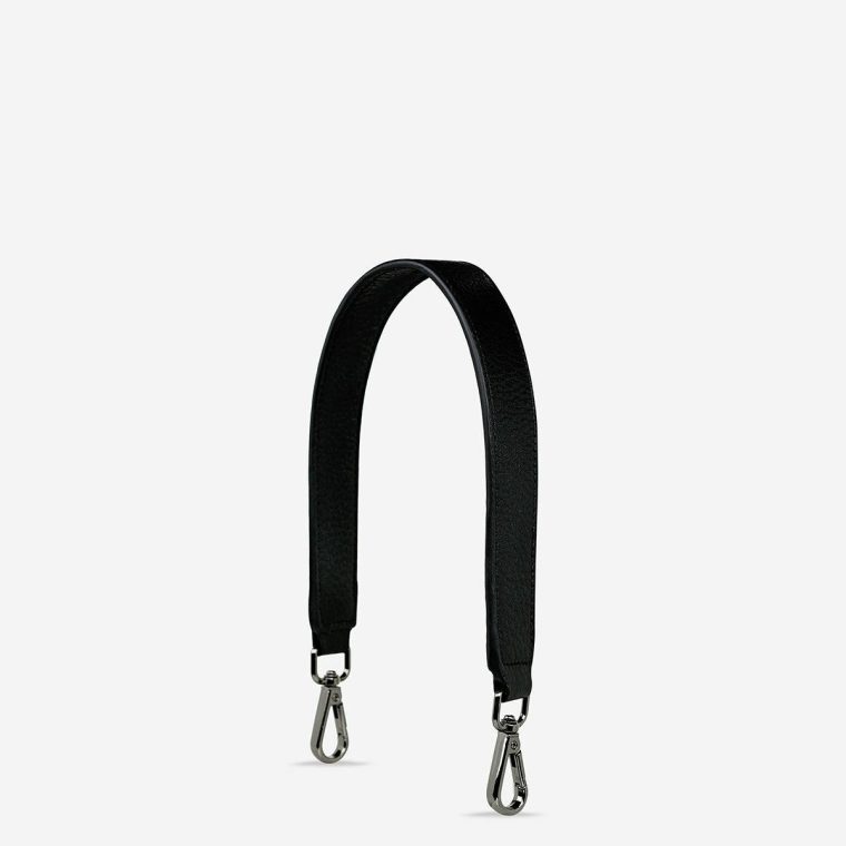 Women Black Leather Strap Short - Black Bag Straps Status Anxiety