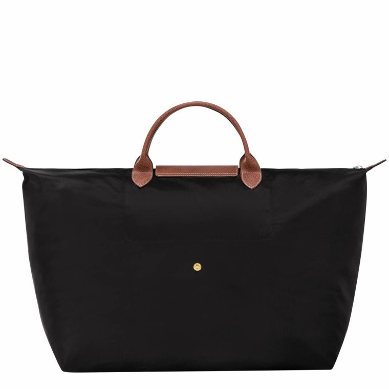Women Black Longchamp Travel Bags Le Pliage Original L Travel Bag Black - Recycled Canvas - Image 3