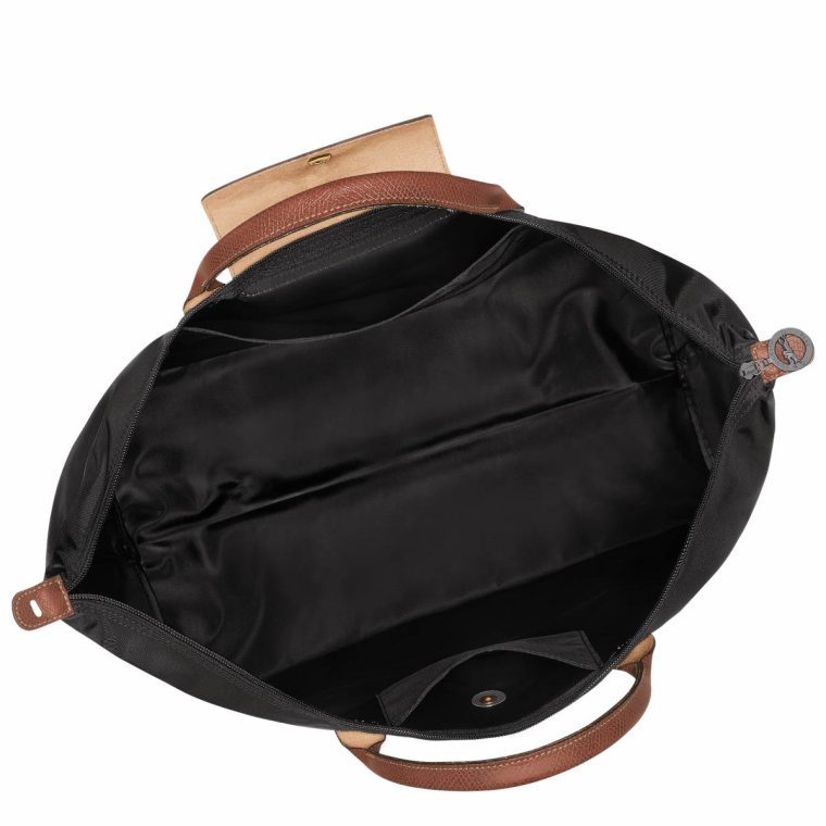 Women Black Longchamp Travel Bags Le Pliage Original L Travel Bag Black - Recycled Canvas - Image 4