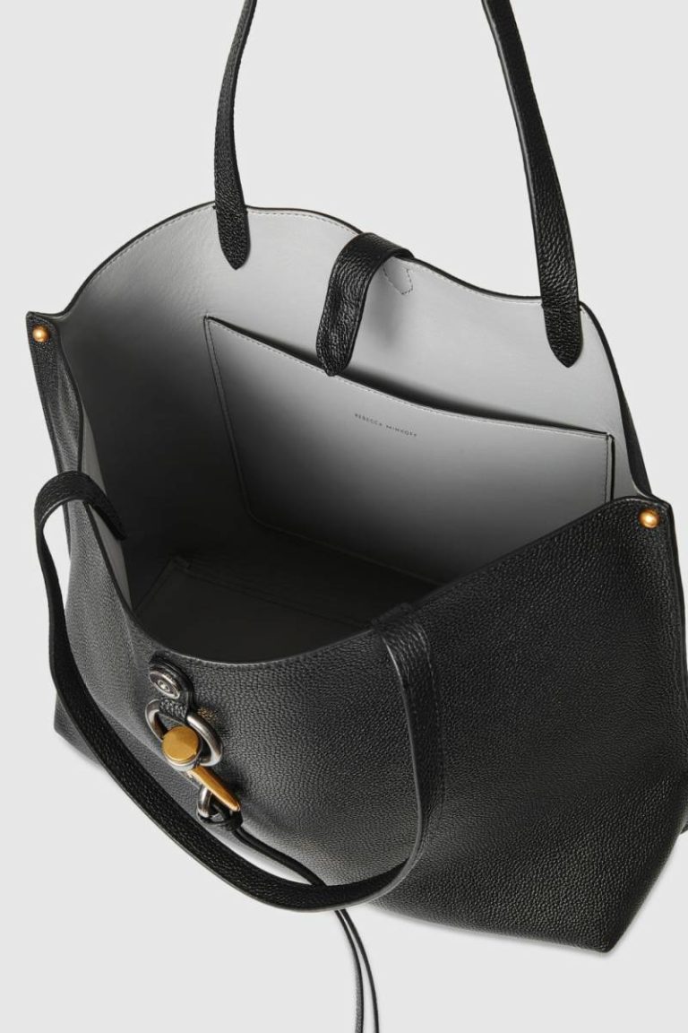 Women Black-Multi Megan Tote Bag - Black Pebbled Leather Tote Bag Rebecca Minkoff - Image 3