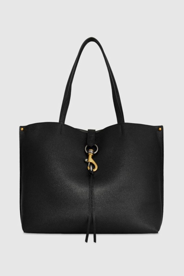 Women Black-Multi Megan Tote Bag - Black Pebbled Leather Tote Bag Rebecca Minkoff