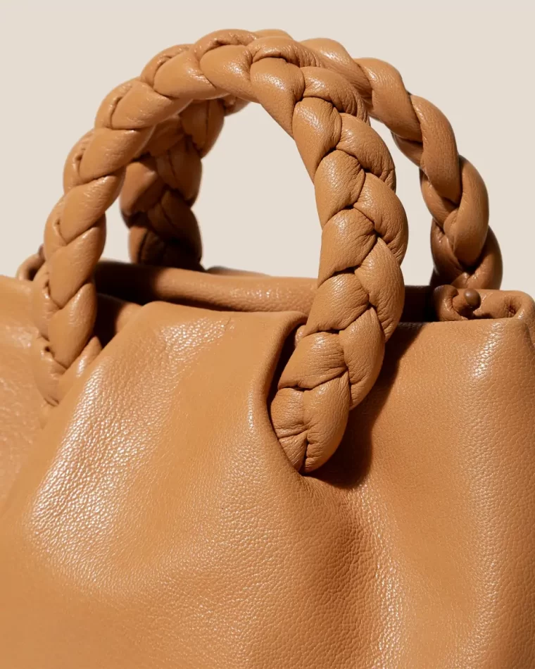 Women Bombon Supple Shiny - Plaited-Handle Leather Crossbody Bag Hereu Crossbody Bags Light Brown - Image 2