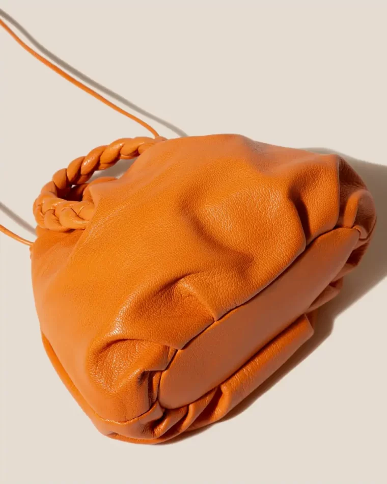 Women Bombon Supple Shiny - Plaited-Handle Leather Crossbody Bag Orange Crossbody Bags Hereu - Image 3