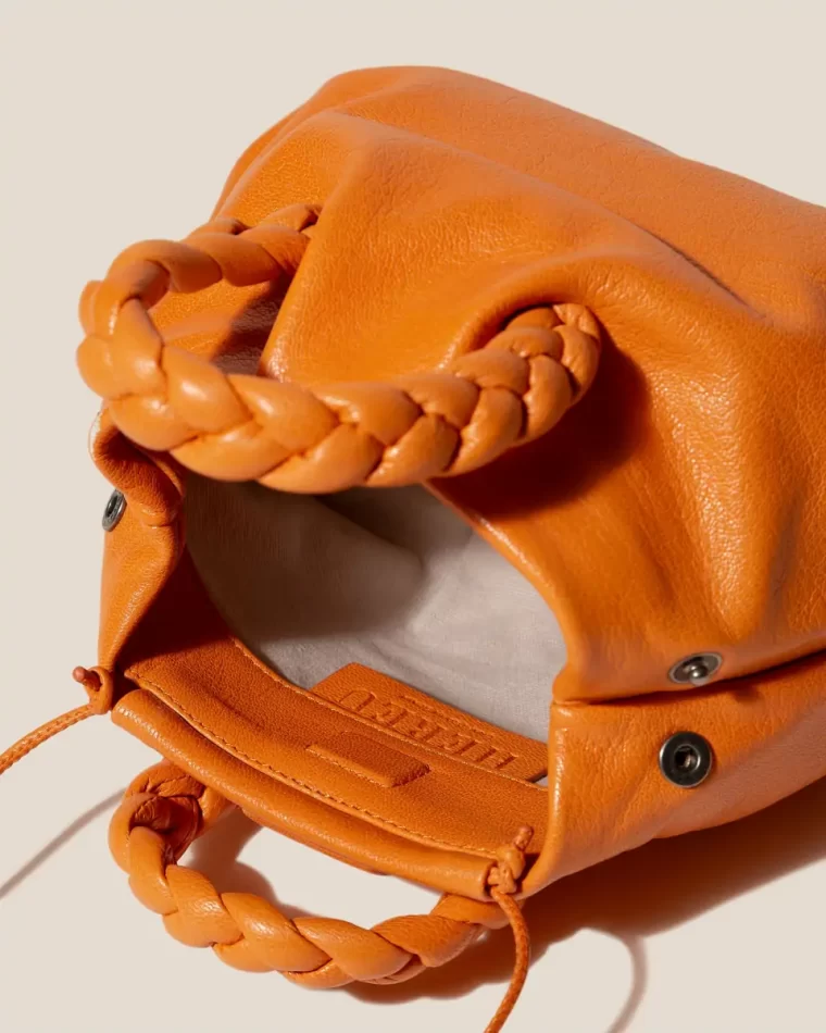 Women Bombon Supple Shiny - Plaited-Handle Leather Crossbody Bag Orange Crossbody Bags Hereu - Image 4
