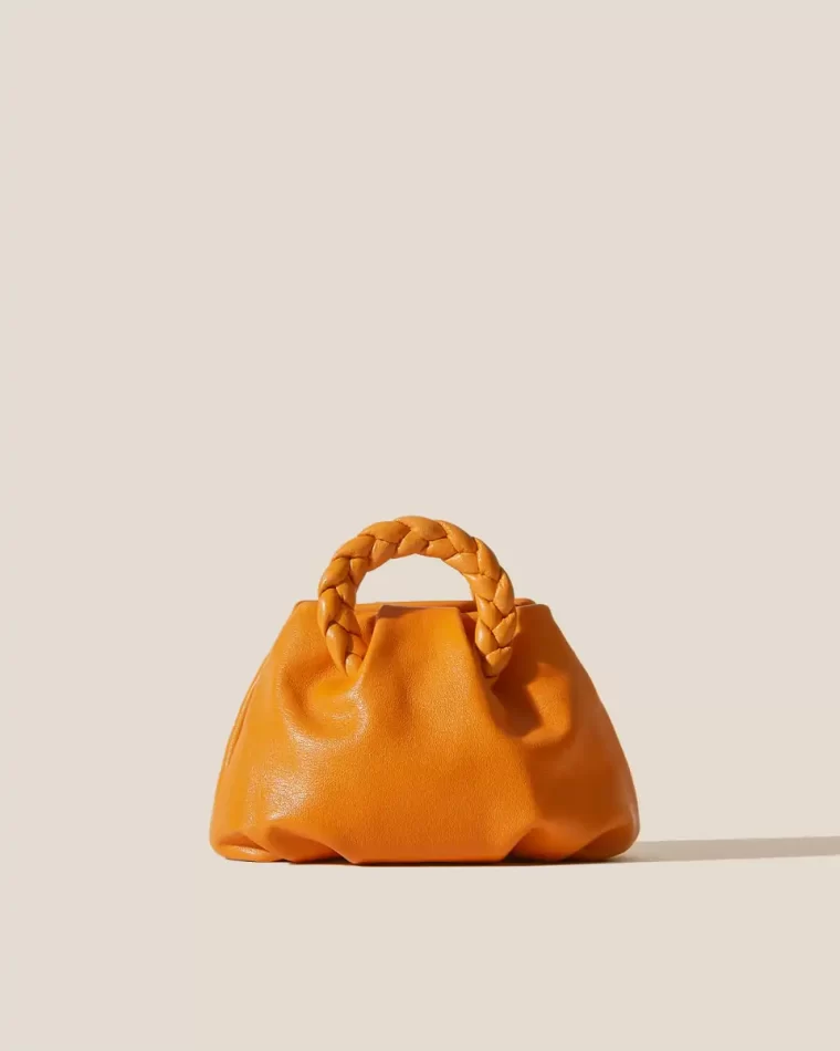 Women Bombon Supple Shiny - Plaited-Handle Leather Crossbody Bag Orange Crossbody Bags Hereu