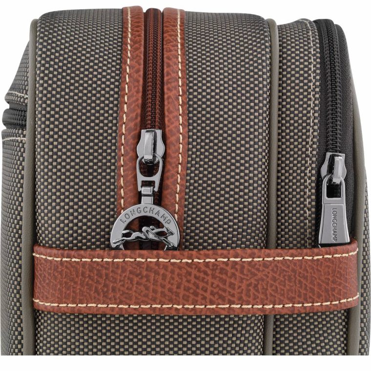 Women Brown Boxford Toiletry Case Brown - Recycled Canvas Longchamp Toiletry Bags - Image 4