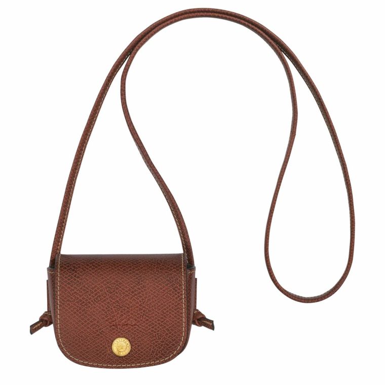 Women Brown Épure Coin Purse With Leather Lace Brown - Leather Longchamp Cardholders & Coin Purses