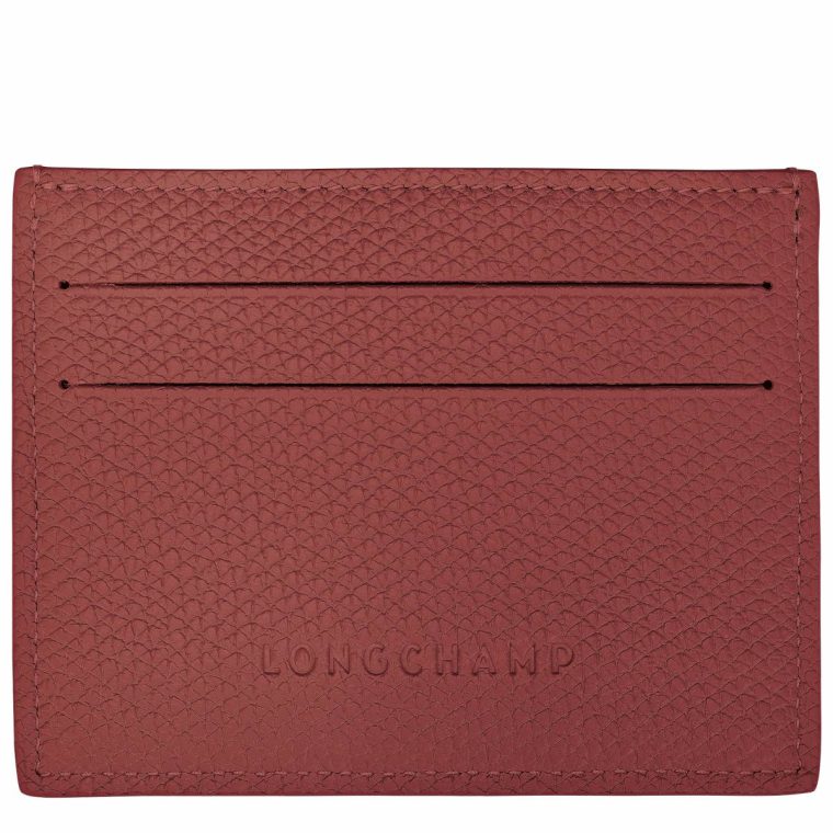 Women Chestnut Longchamp Cardholders & Coin Purses Le Roseau Card Holder Chestnut - Leather - Image 2