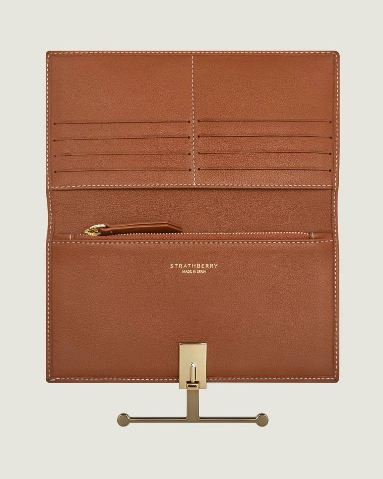 Women Chestnut With Vanilla Stitch Large Melville Street Wallet Strathberry Wallets - Image 3
