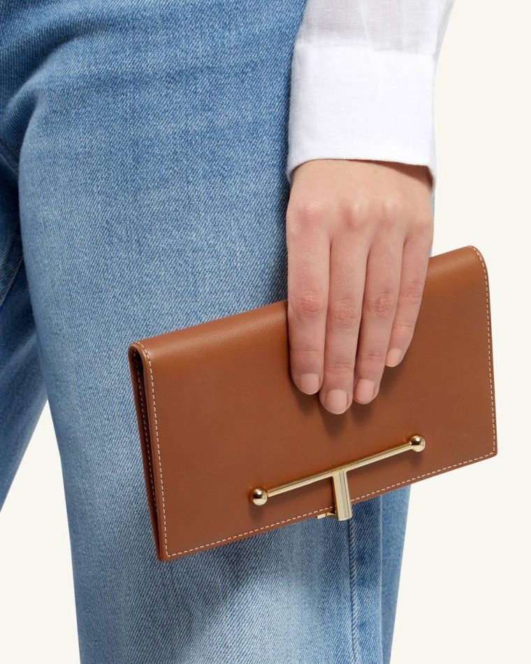 Women Chestnut With Vanilla Stitch Large Melville Street Wallet Strathberry Wallets
