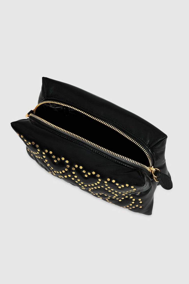Women Crossbody Bag Heart Studded Crossbody Rebecca Minkoff Black - Image 3