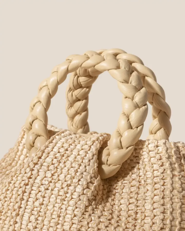 Women Crossbody Bags Hereu Natural Bombon M Raffia - Plaited-Handle Raffia Crossbody Bag - Image 2