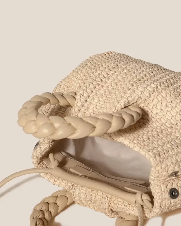 Women Crossbody Bags Hereu Natural Bombon M Raffia - Plaited-Handle Raffia Crossbody Bag - Image 3