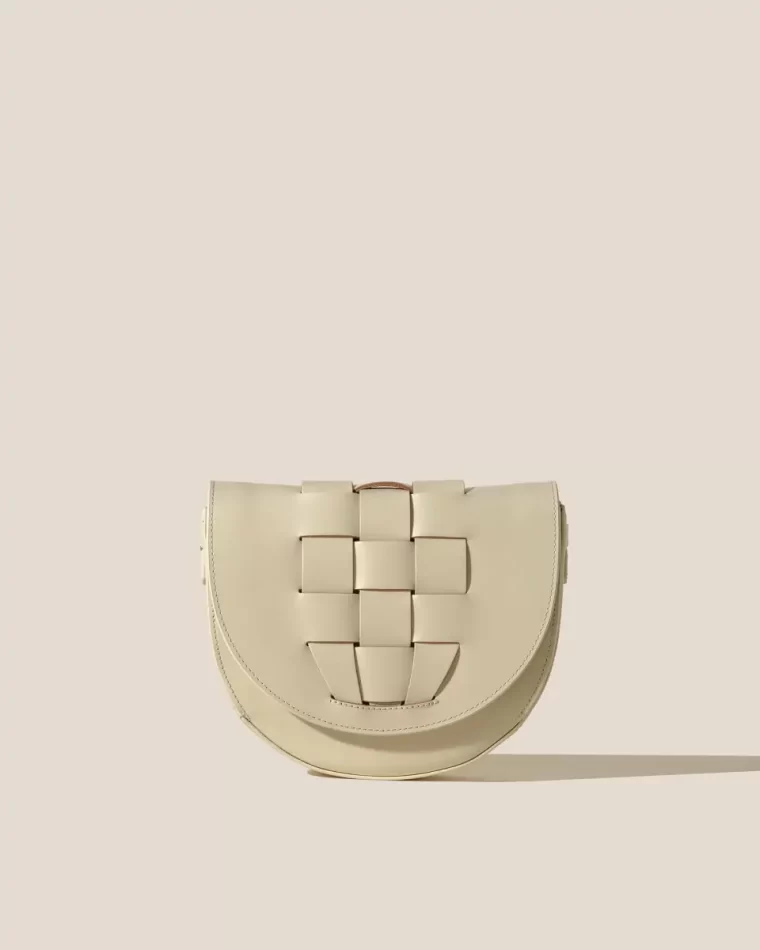 Women Crossbody Bags Hereu Sinia - Satchel Interwoven Front Detail Bag Custard
