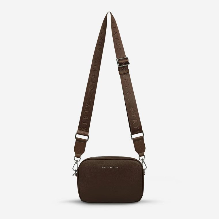 Women Crossbody Status Anxiety Plunder Bag With Webbed Strap - Cocoa Cocoa