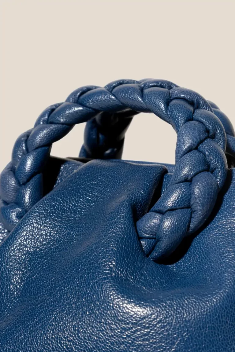 Women Dark Blue Crossbody Bags Bombon Supple Shiny - Plaited-Handle Leather Crossbody Bag Hereu - Image 2