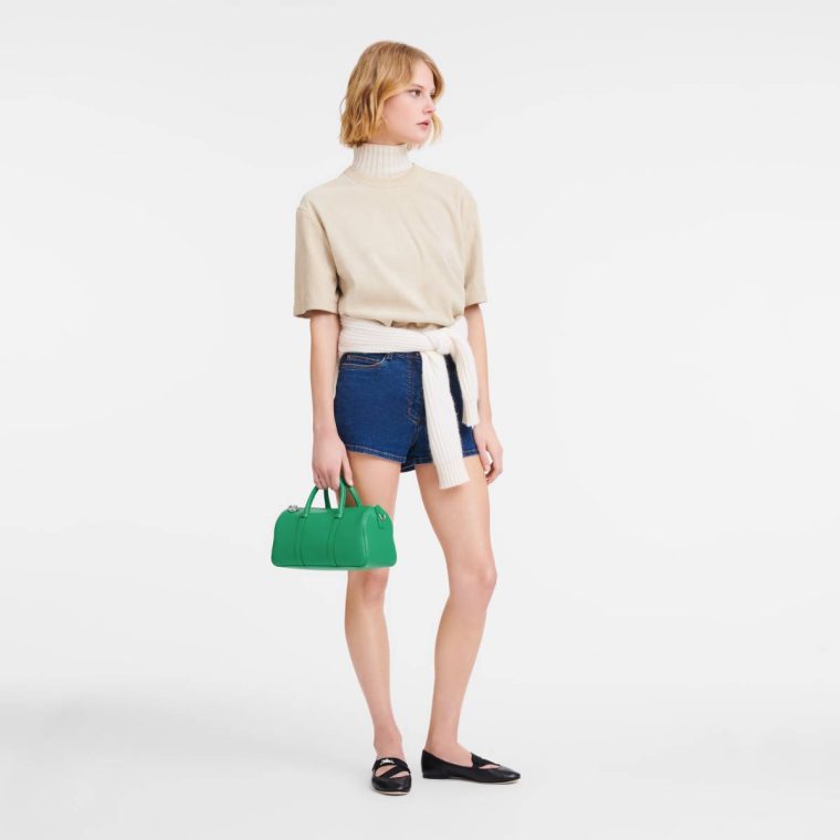 Women Daylong M Handbag Green - Leather Green Leather Bags Longchamp - Image 2