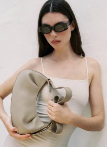 Women Dimple Elleme Dimple Moon Pebbled Leather Taupe Default Title - Image 2