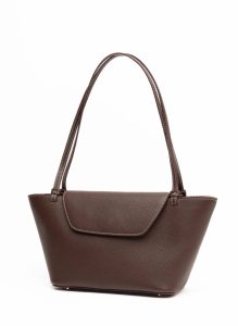 Women Elleme Dark Brown Courrier Tote Pebbled Leather Dark Brown/White Stitching Courrier - Image 2