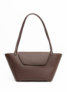 Women Elleme Dark Brown Courrier Tote Pebbled Leather Dark Brown/White Stitching Courrier