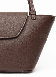 Women Elleme Dark Brown Courrier Tote Pebbled Leather Dark Brown/White Stitching Courrier - Image 4