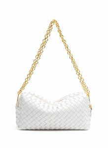 Women Elleme Trousse White Trousse Chain Woven Leather White