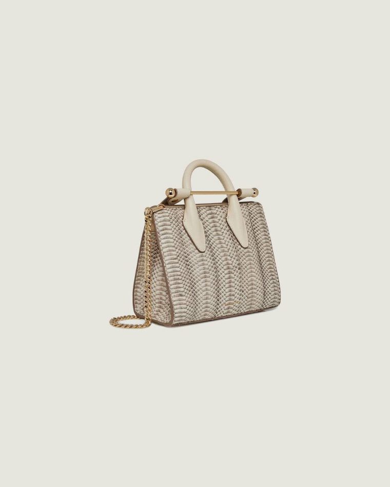 Women Evening Bags Nano Tote Strathberry Snake-Embossed Leather Vanilla - Image 2